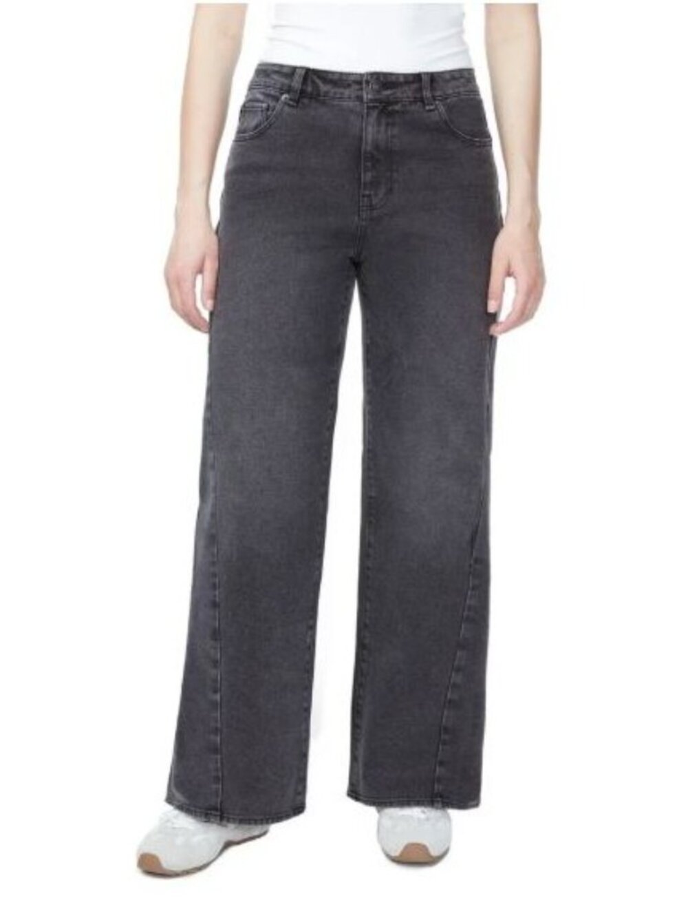 Hudson NEW Black Wash Seamed Wide Leg Jeans Plus Size 18 Casual Faded Denim